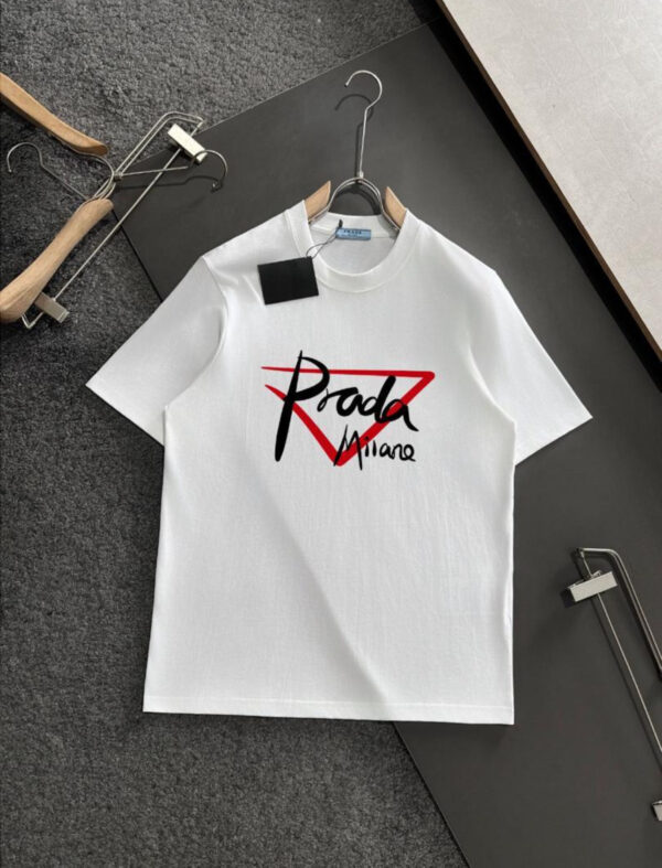 Prada Wave Logo Shirt White / Red