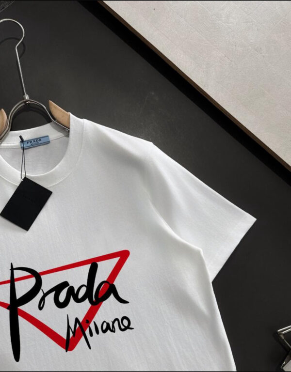 Prada Wave Logo Shirt White / Red - Afbeelding 2