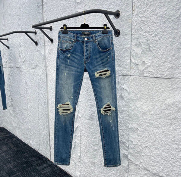 Amiri Black Bandana Slim Fit Jeans Dark Blue